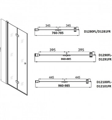 Стъклена врата за душ кабина SimplyFlex 97.3-98.5/h195см