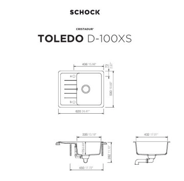 Кухненска мивка Toledo D100XS 62см Silverstone SCHOCK