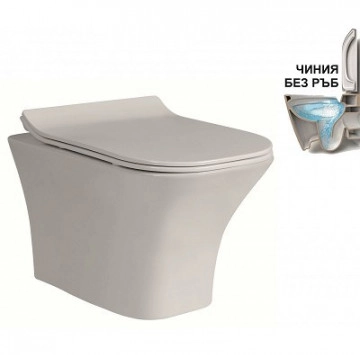Стенна тоалетна чиния Интер ICC3435W/Slim Rimless бяла гланц
