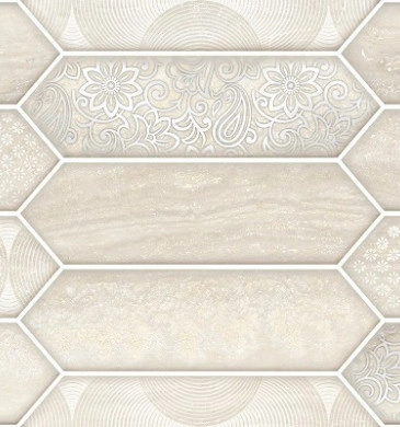 Decor Travertino Hexa Beige Luster Matt Rect. 25/75