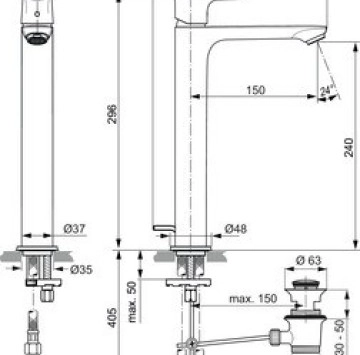 Смесител за мивка Connect Air Vessel магнитно сив IDEAL STANDARD