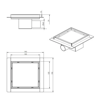 Подов сифон ICD6415C 15/15см за плочка ИНТЕР КЕРАМИК