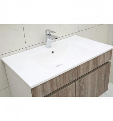 Шкаф за баня с мивка Интер ICP8146 81см. Бял/дървесен цвят