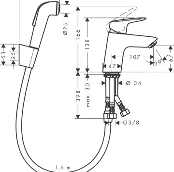 Смесител за мивка Logis с хигиеничен душ хром HANSGROHE