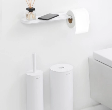 Държач за тоалетна хартия с рафт MindSet White BRABANTIA