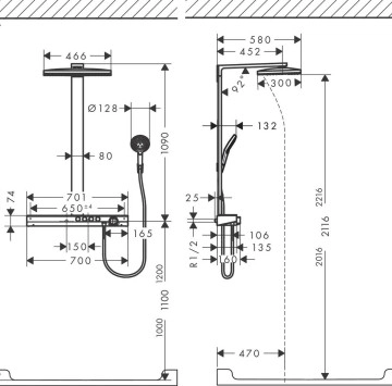 Термостатична душ колона Rainmaker Select E 460 HANSGROHE