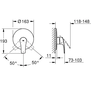 Смесител за душ Eurosmart  черен мат GROHE