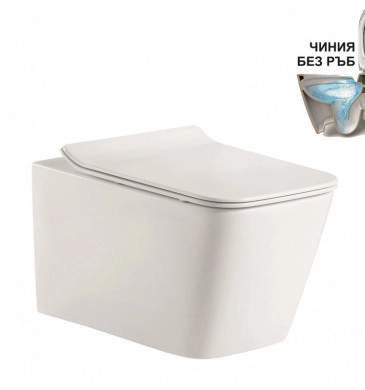 Стенна тоалетна чиния Интер ICC5135 Rimless бял