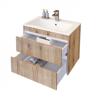 Шкаф за баня с мивка Ема 55см Дървесен цвят