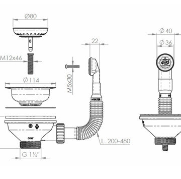 Сифон за кухненска мивка ф90мм. бял ФАТ