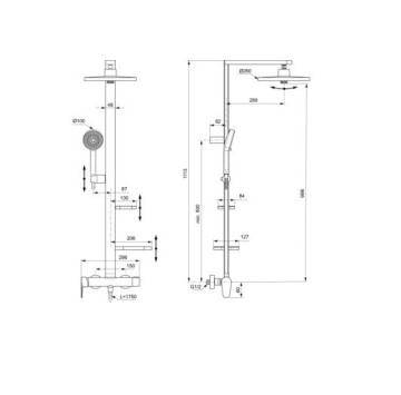 Душ колона Ceraflow Alu+ 35.6/50.1см черен IDEAL STANDARD