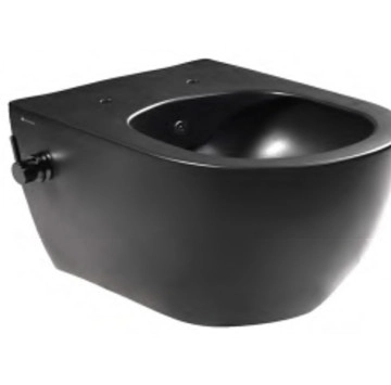 Стенна тоалетна чиния Hill Rimless с биде черен мат