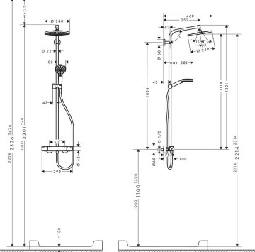 Термостатична душ колона Crometta S 240 хром HANSGROHE