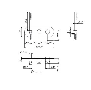 Смесител за вана и душ XT злато сатен