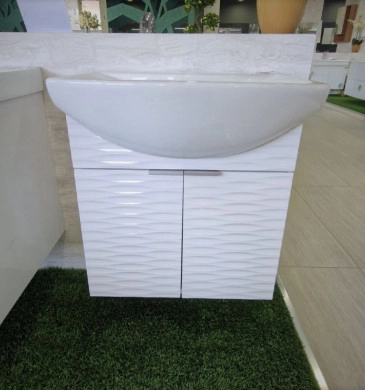 Шкаф за баня с мивка Интер ICP5542/60 Waves 55см бял