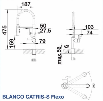 Смесител за кухня Blanco Catris S Flexo черен мат