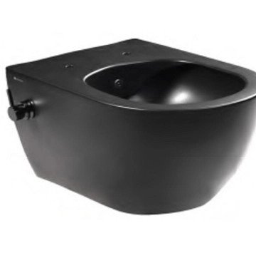 Стенна тоалетна чиния Hill Rimless с биде черен мат