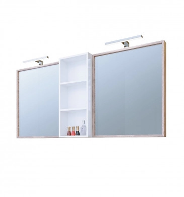 Шкаф огледало Калахари 150см с две огледала бяла рамка