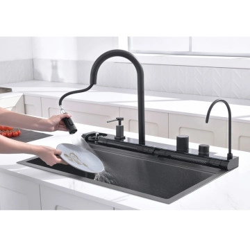 Кухненска мивка Интер 7547PVD Black черна и смесител ИНТЕР КЕРАМИК
