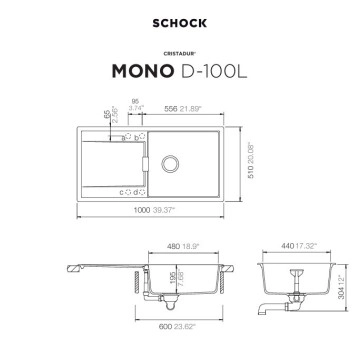 Кухненска мивка Mono D100L 100см Silverstone SCHOCK