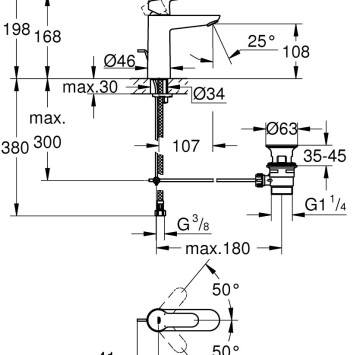 Смесител за мивка Bau Edge M хром GROHE