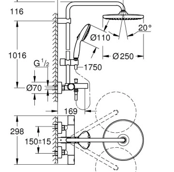 Душ колона Tempesta 250 хром/бял GROHE
