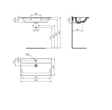 Мивка за вграждане Connect Air 84см. бяла IDEAL STANDARD