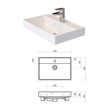 Шкаф за баня с мивка Арте 55см дървесен ТРИАНО