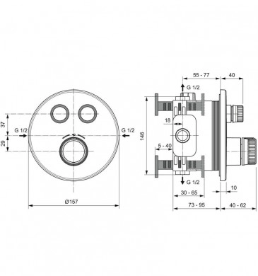 Термостатичен смесител за вана/душ Ceratherm Navigo за вграждане хром
