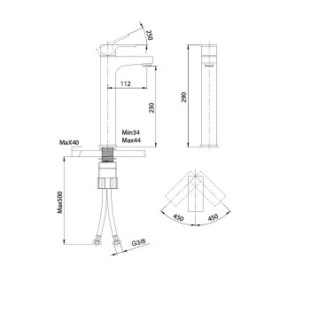 Смесител за мивка Grado висок хром
