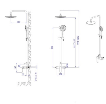 Душ колона Верона ICF6237 Brush Rose Gold ИНТЕР КЕРАМИК