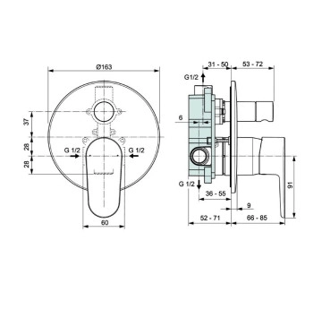 Душ система за вграждане Cerafine O черен IDEAL STANDARD