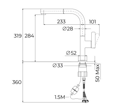 Смесител за кухня Oval 938 черен