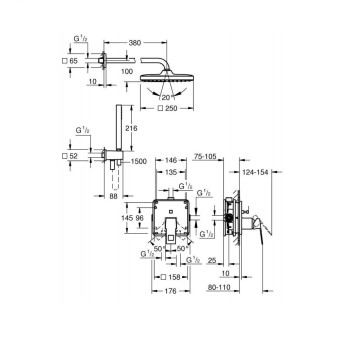 Душ система Eurocube Tempesta Cube 250 хром GROHE