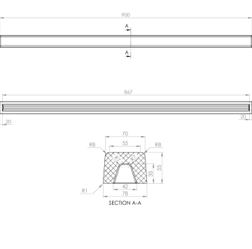 Праг за душ кабина граниксит 90см кафяв ФАТ