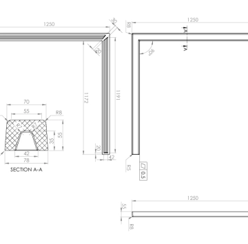 Праг за душ кабина Граниксит 125/125см. квадрат бежов ФАТ