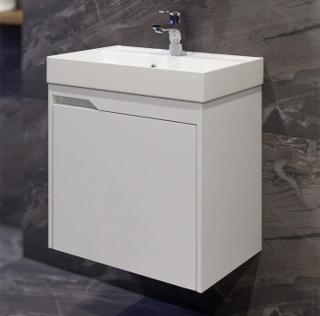 Шкаф за баня с мивка Етоша 55см бял ТРИАНО