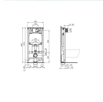 Промо структура за вграждане ProSys Eco 2.0M и тоалетна чиния Tesi RimLS+ бяла IDEAL STANDARD