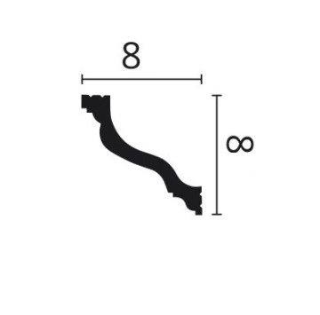 Декоративен корниз WALLSTYL WT10 8/h8см бял полистирен