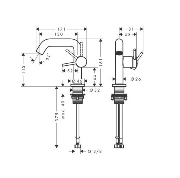 Смесител за мивка Tecturis S 110 Бял Мат HANSGROHE