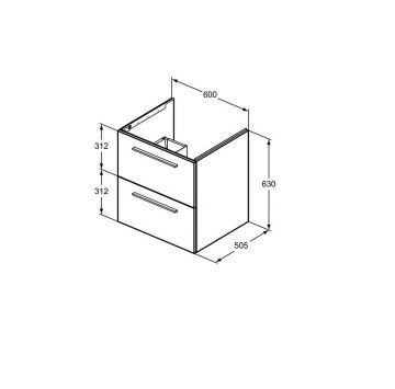 Шкаф за баня I.life B  60см сив мат IDEAL STANDARD