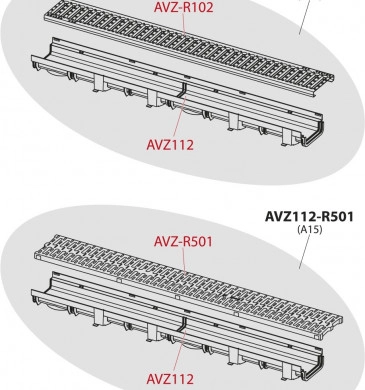 Външен отводнителен канал Alca 60 см и решетка черна AVZ112-R501