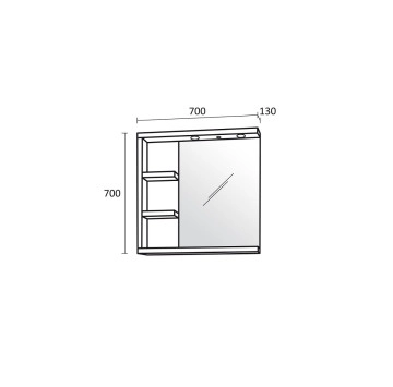 Шкаф с огледало Либеро 70см бял ТРИАНО