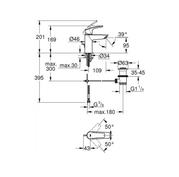 Смесител за мивка Eurosmart S черен мат GROHE