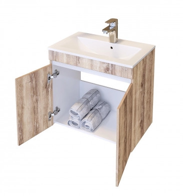 Шкаф за баня с мивка Ели 55см дървесен цвят