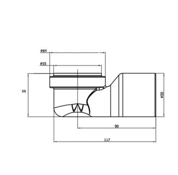 Коляно за подов сифон MAGdrain сиво