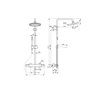 Термостатична душ колона Ceratherm Т25 черен IDEAL STANDARD