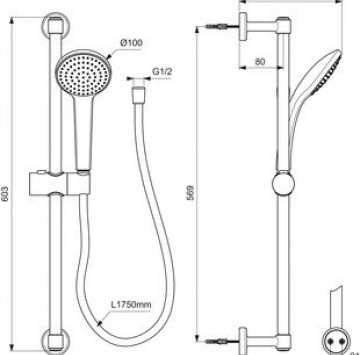 Тръбно окачване IdealRain Soft черен мат IDEAL STANDARD