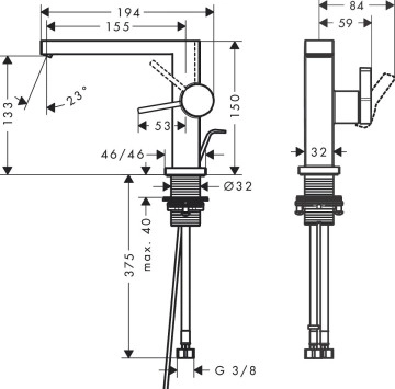 Смесител за мивка Tecturis E 110 черен мат HANSGROHE
