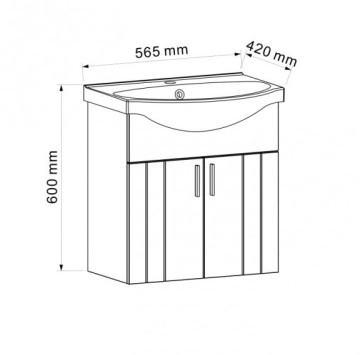 Шкаф долна част Gema 5650  56.5см бял ИНТЕР КЕРАМИК